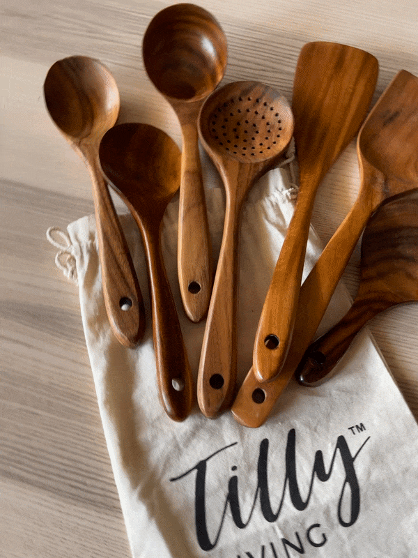 Eco-Friendly Teak Cooking Utensils Set