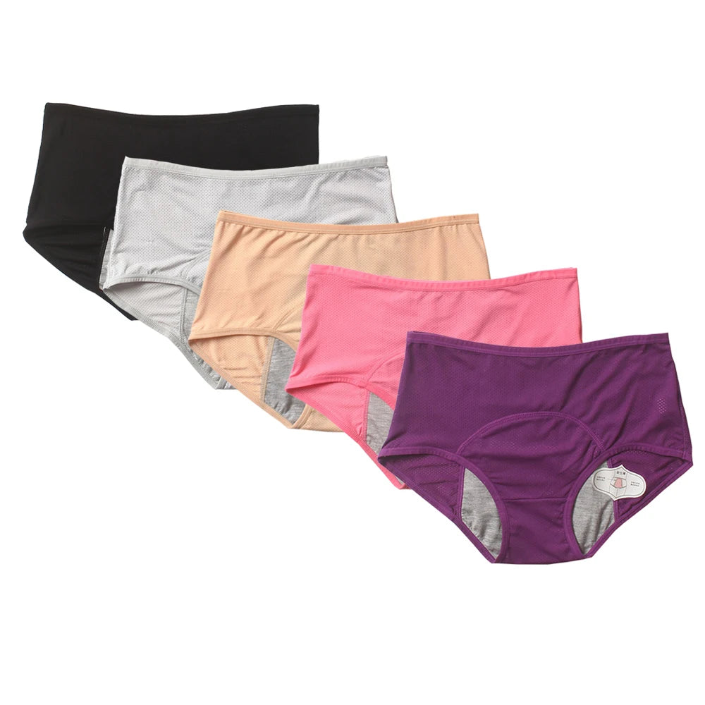 5pcs/Set Menstrual Panties Women Sexy Pants Leak Proof Incontinence Underwear Period Proof Cotton Briefs High Waist Warm Female