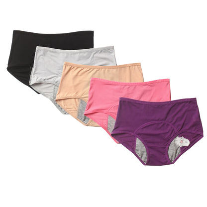 5pcs/Set Menstrual Panties Women Sexy Pants Leak Proof Incontinence Underwear Period Proof Cotton Briefs High Waist Warm Female