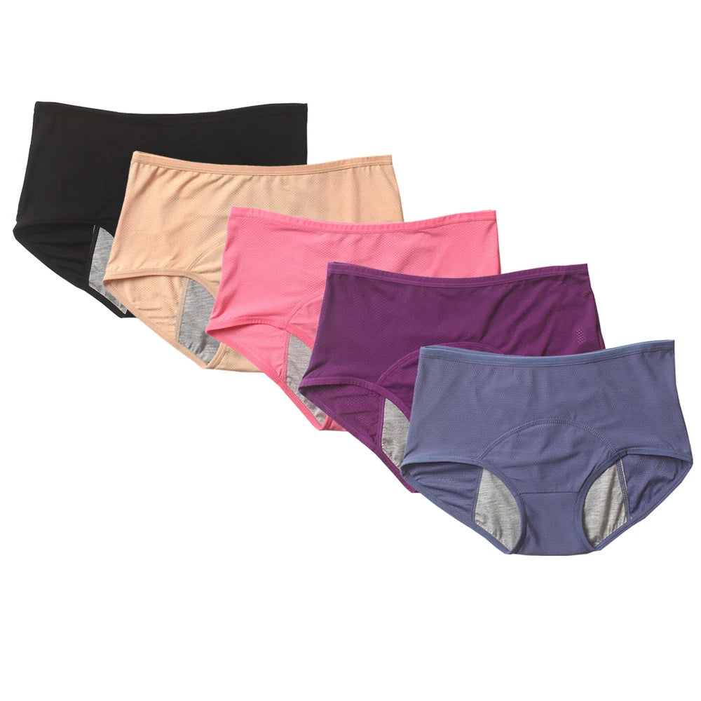 5pcs/Set Menstrual Panties Women Sexy Pants Leak Proof Incontinence Underwear Period Proof Cotton Briefs High Waist Warm Female