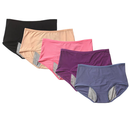 5pcs/Set Menstrual Panties Women Sexy Pants Leak Proof Incontinence Underwear Period Proof Cotton Briefs High Waist Warm Female