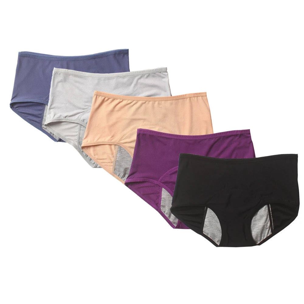 5pcs/Set Menstrual Panties Women Sexy Pants Leak Proof Incontinence Underwear Period Proof Cotton Briefs High Waist Warm Female