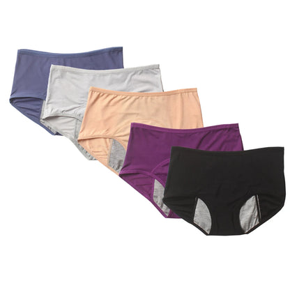 5pcs/Set Menstrual Panties Women Sexy Pants Leak Proof Incontinence Underwear Period Proof Cotton Briefs High Waist Warm Female