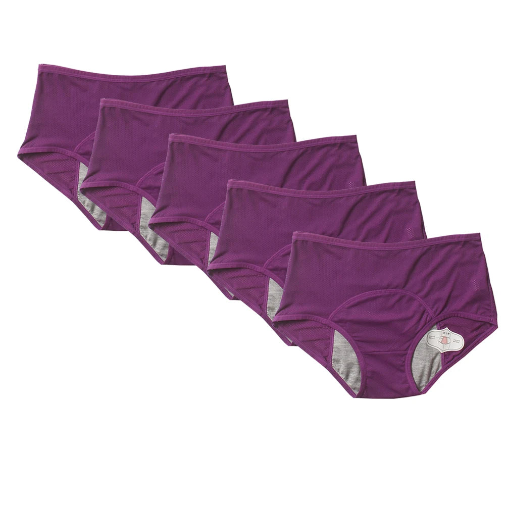 5pcs/Set Menstrual Panties Women Sexy Pants Leak Proof Incontinence Underwear Period Proof Cotton Briefs High Waist Warm Female