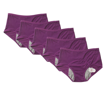 5pcs/Set Menstrual Panties Women Sexy Pants Leak Proof Incontinence Underwear Period Proof Cotton Briefs High Waist Warm Female