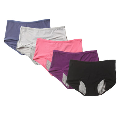 5pcs/Set Menstrual Panties Women Sexy Pants Leak Proof Incontinence Underwear Period Proof Cotton Briefs High Waist Warm Female