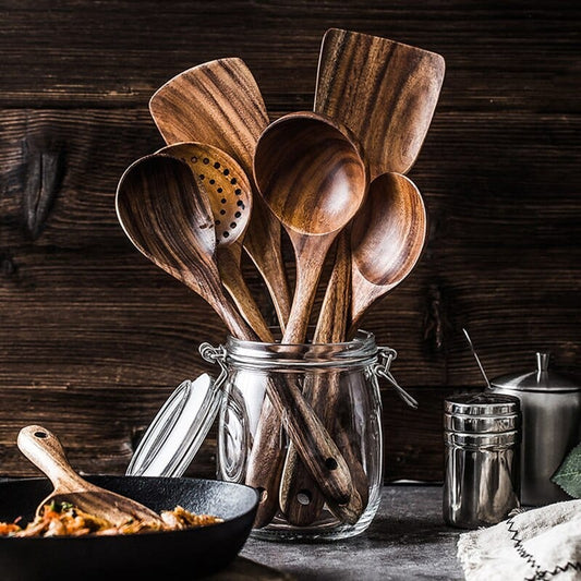 Eco-Friendly Teak Cooking Utensils Set